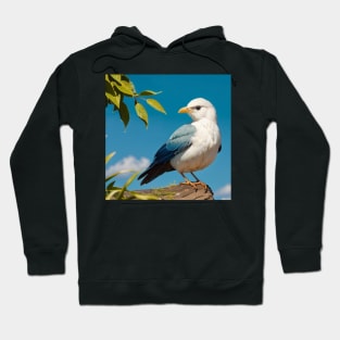 Fantasy Bird with Blue Wings and White Feathered Body Hoodie